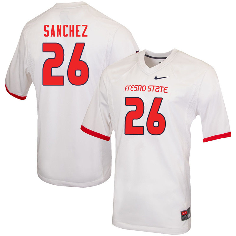 Men #26 Mathew Sanchez Fresno State Bulldogs College Football Jerseys Sale-White